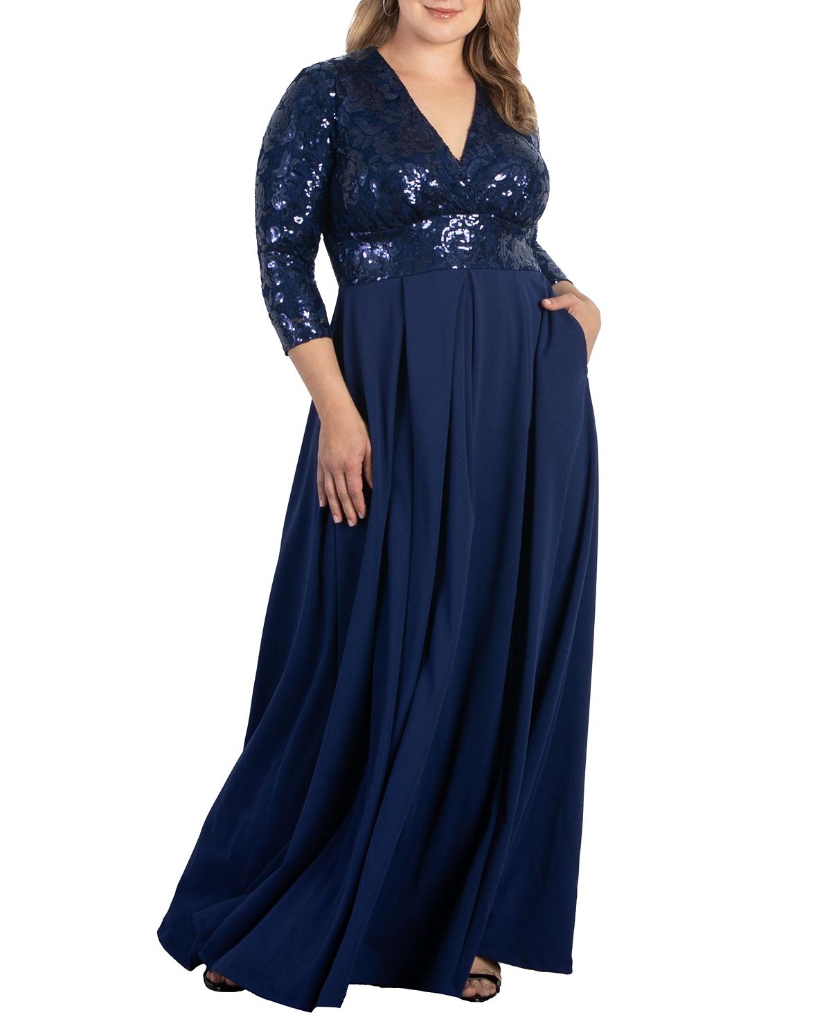 цена Женское плиссированное платье с пайетками больших размеров Paris Kiyonna