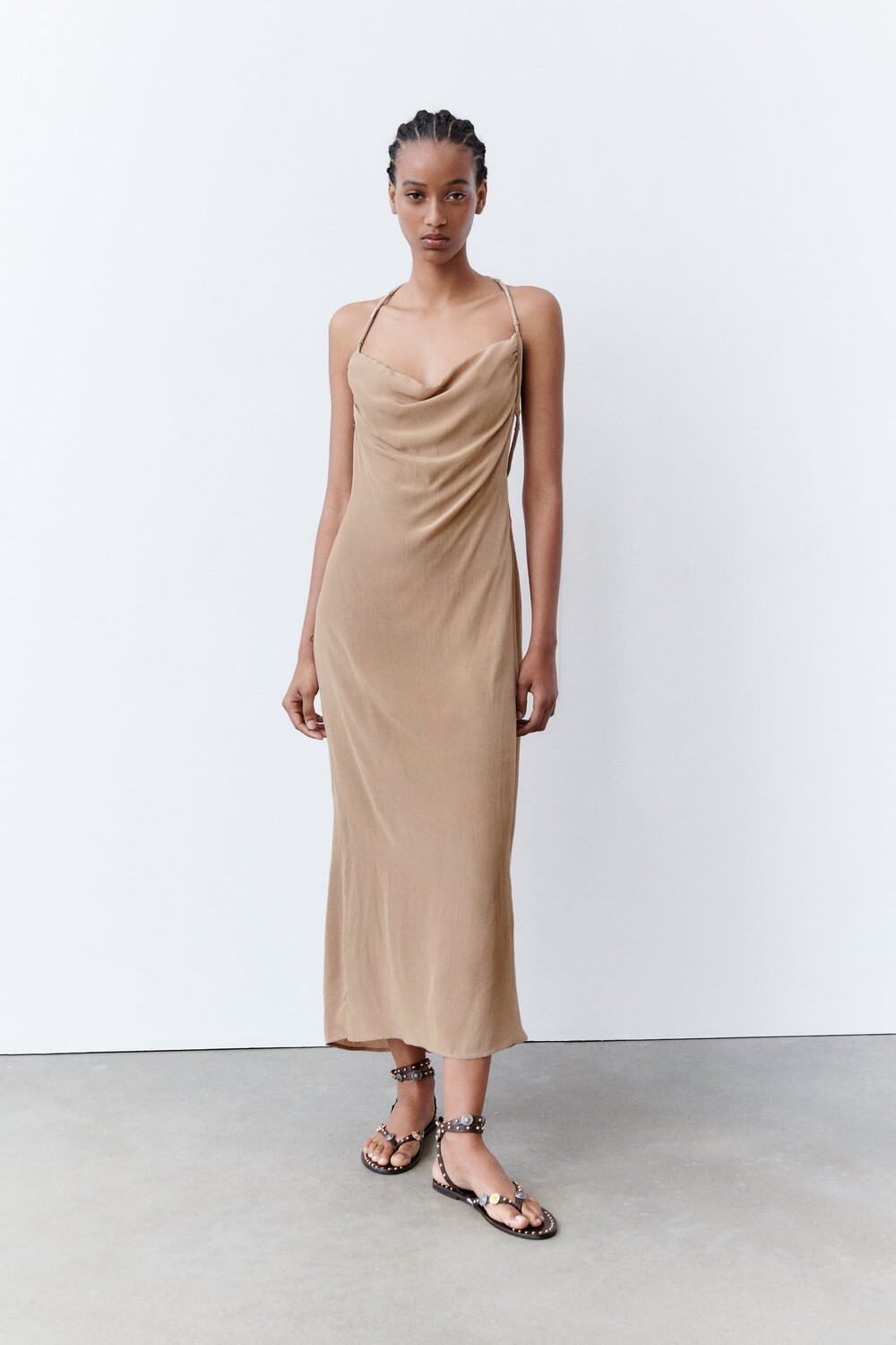 

Платье с бисером Zara, песок