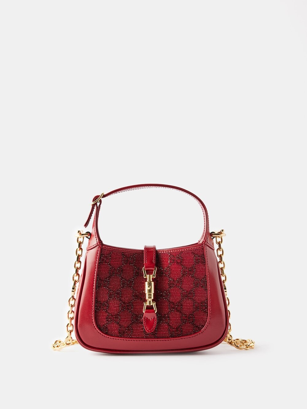 

Маленькая кожаная сумка через плечо jackie 1961 с бисером Gucci, красный