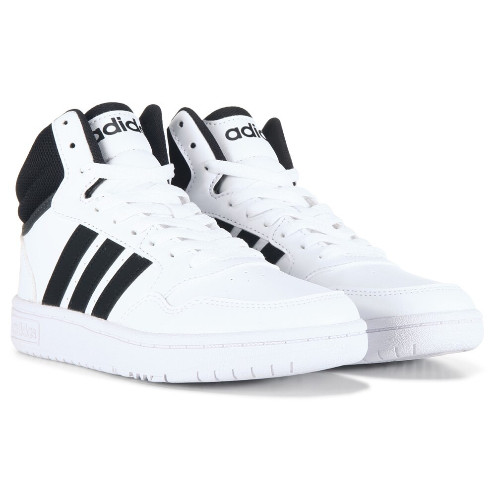 

Детские высокие кроссовки Hoops 3 Little/Big Kid Adidas, белый