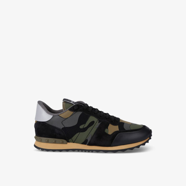 

Низкие кроссовки Rockrunner из кожи и сетки с камуфляжным узором Valentino Garavani, зеленый