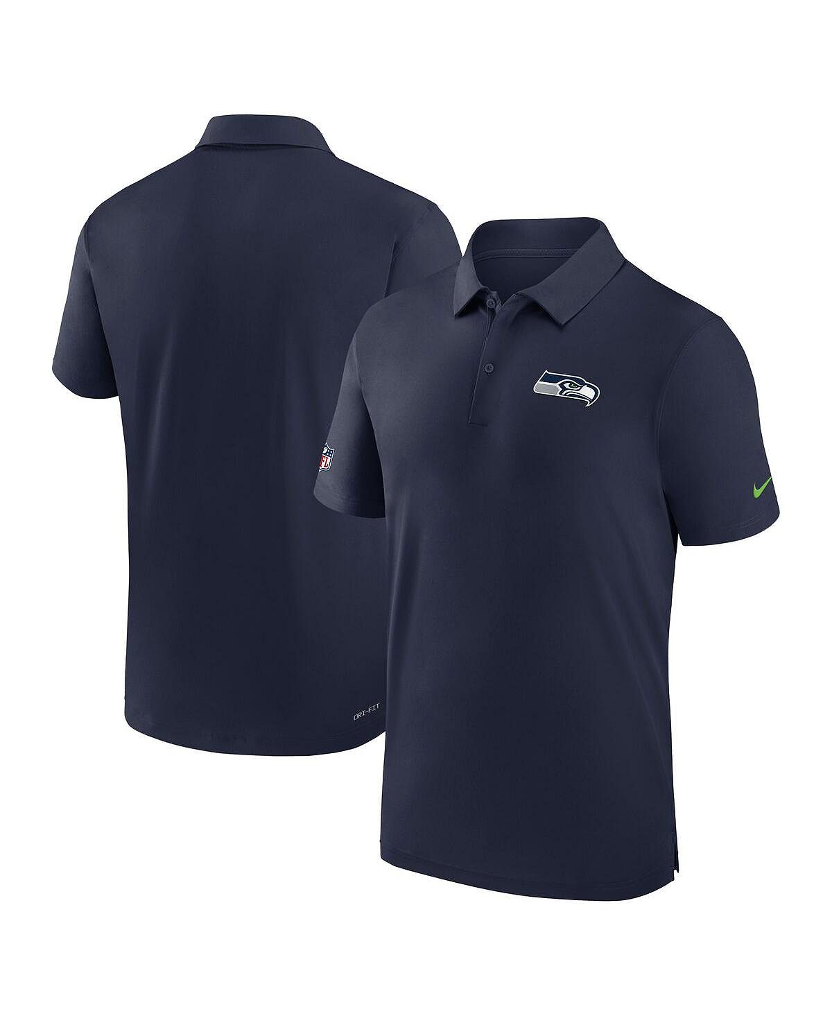 Мужская рубашка-поло темно-синего цвета для колледжа Seattle Seahawks Sideline Coaches Performance Nike