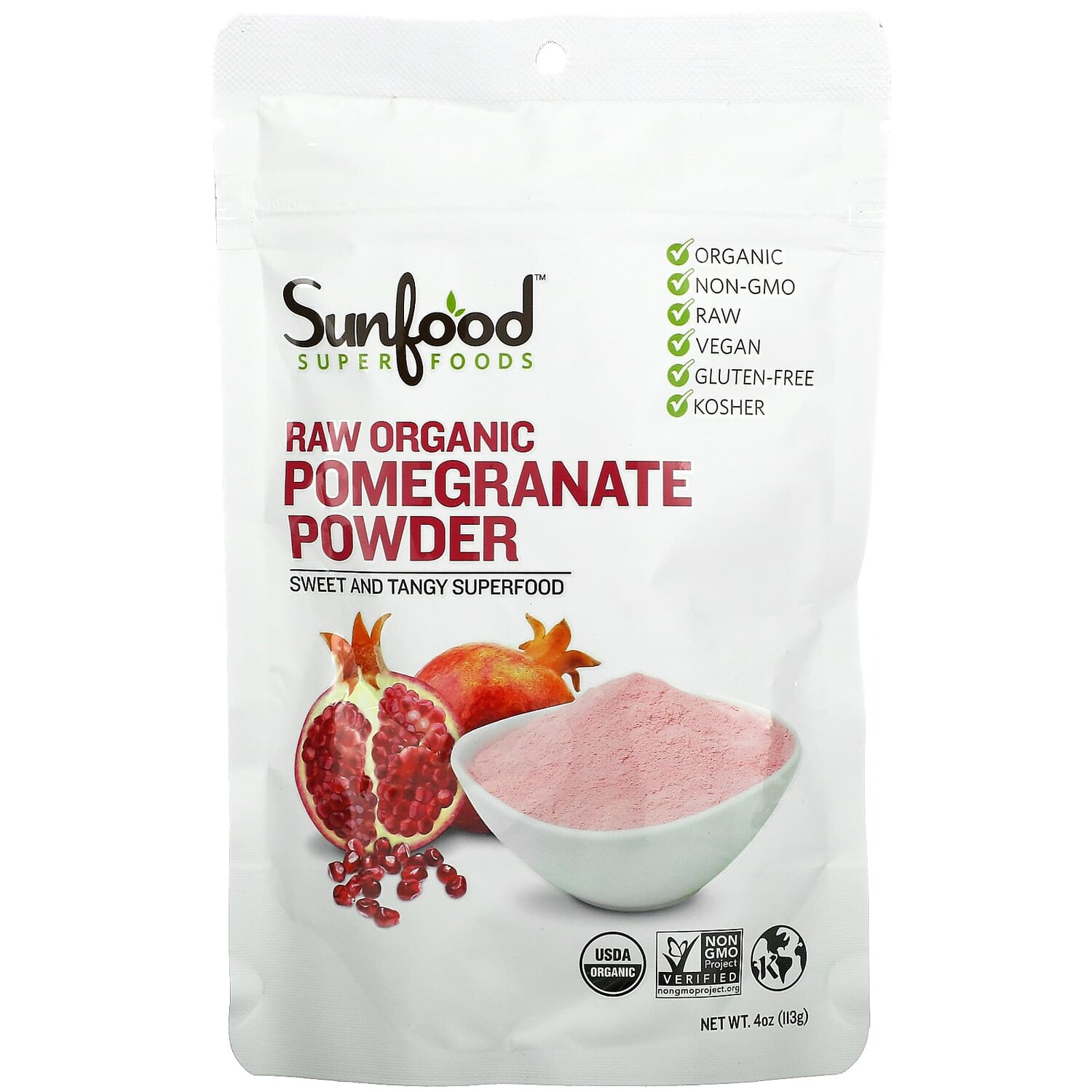 

Порошок из необработанного органического граната, 113 г (4 унции), Sunfood
