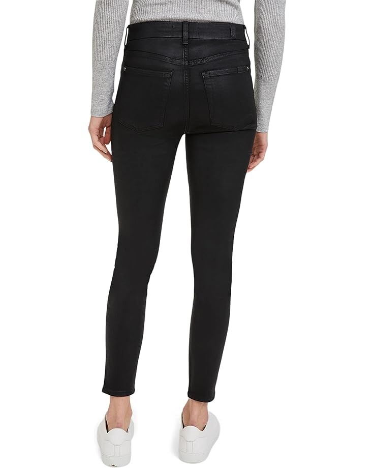 

Джинсы 7 For All Mankind The High-Waisted Ankle Skinny in Black Coated, цвет Black Coated