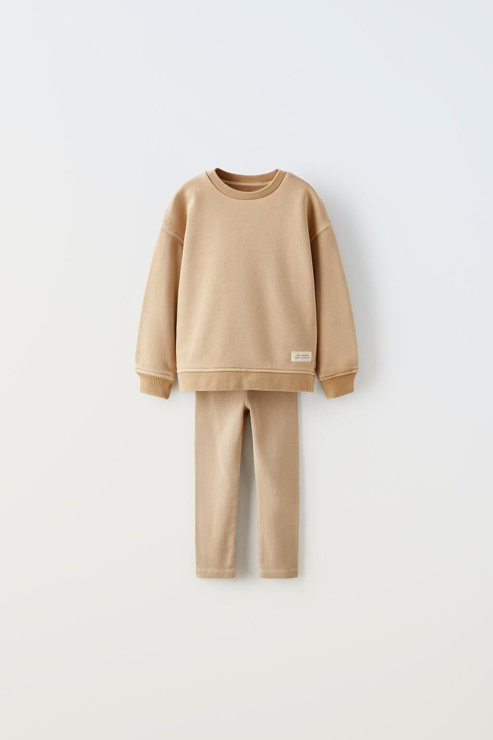 

Плюшевый свитшот и леггинсы коорд ZARA, бежевый
