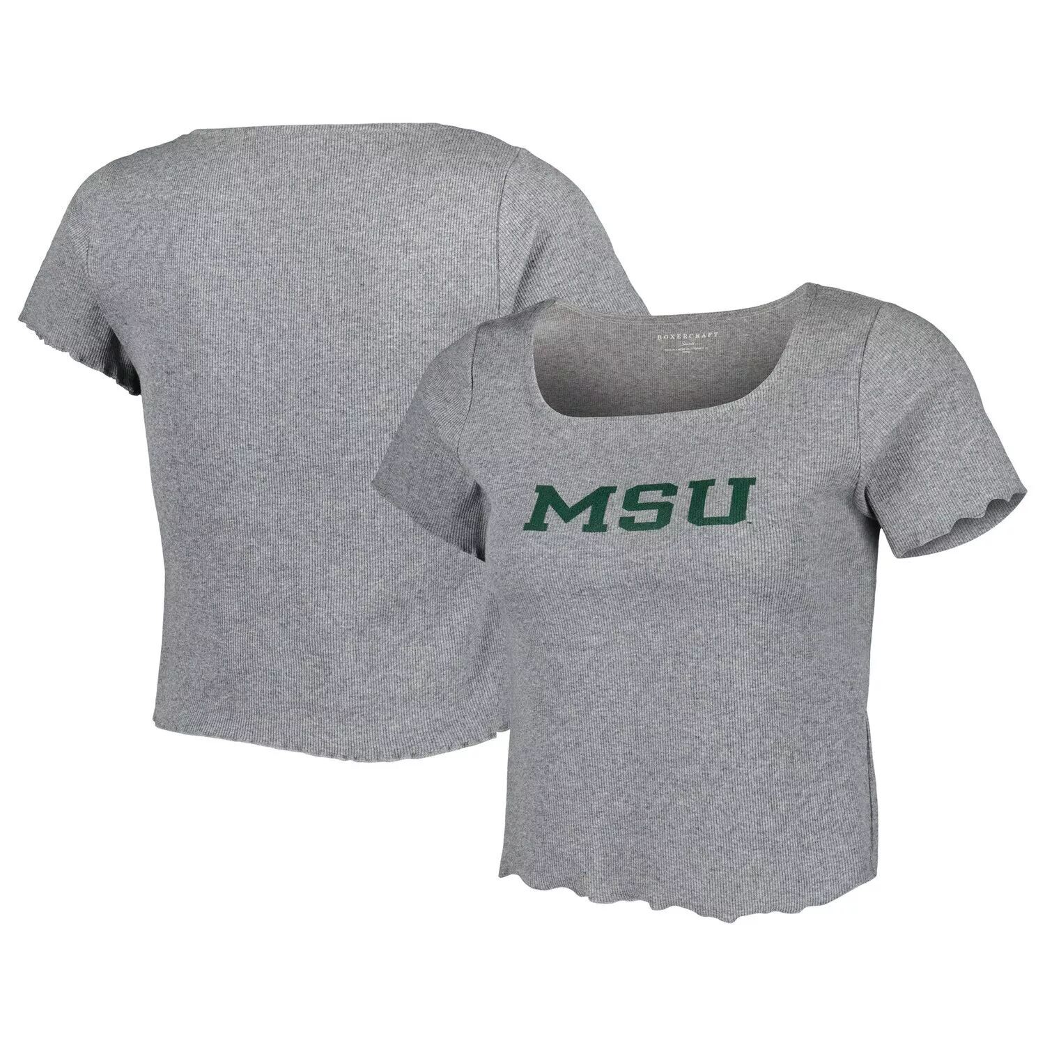 

Женская серая футболка в рубчик с салатовой кромкой Michigan State Spartans Baby, Серый