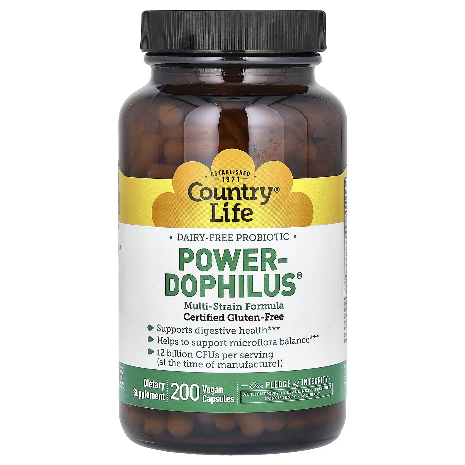 Пробиотик безмолочный Country Life Power-Dophilus, 200 веганских капсул