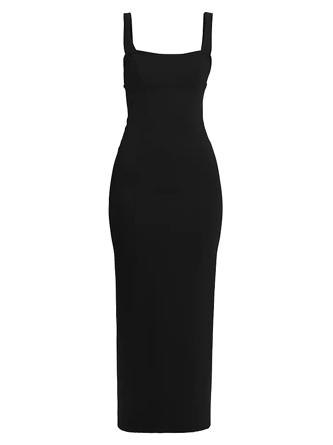 

Платье макси из понте с вырезами Helmut Lang, черный