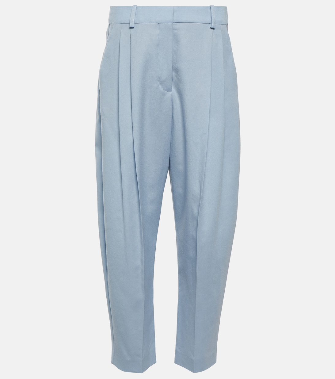 Укороченные шерстяные брюки со складками STELLA MCCARTNEY, синий шерстяные укороченные повседневные брюки marni цвет синий