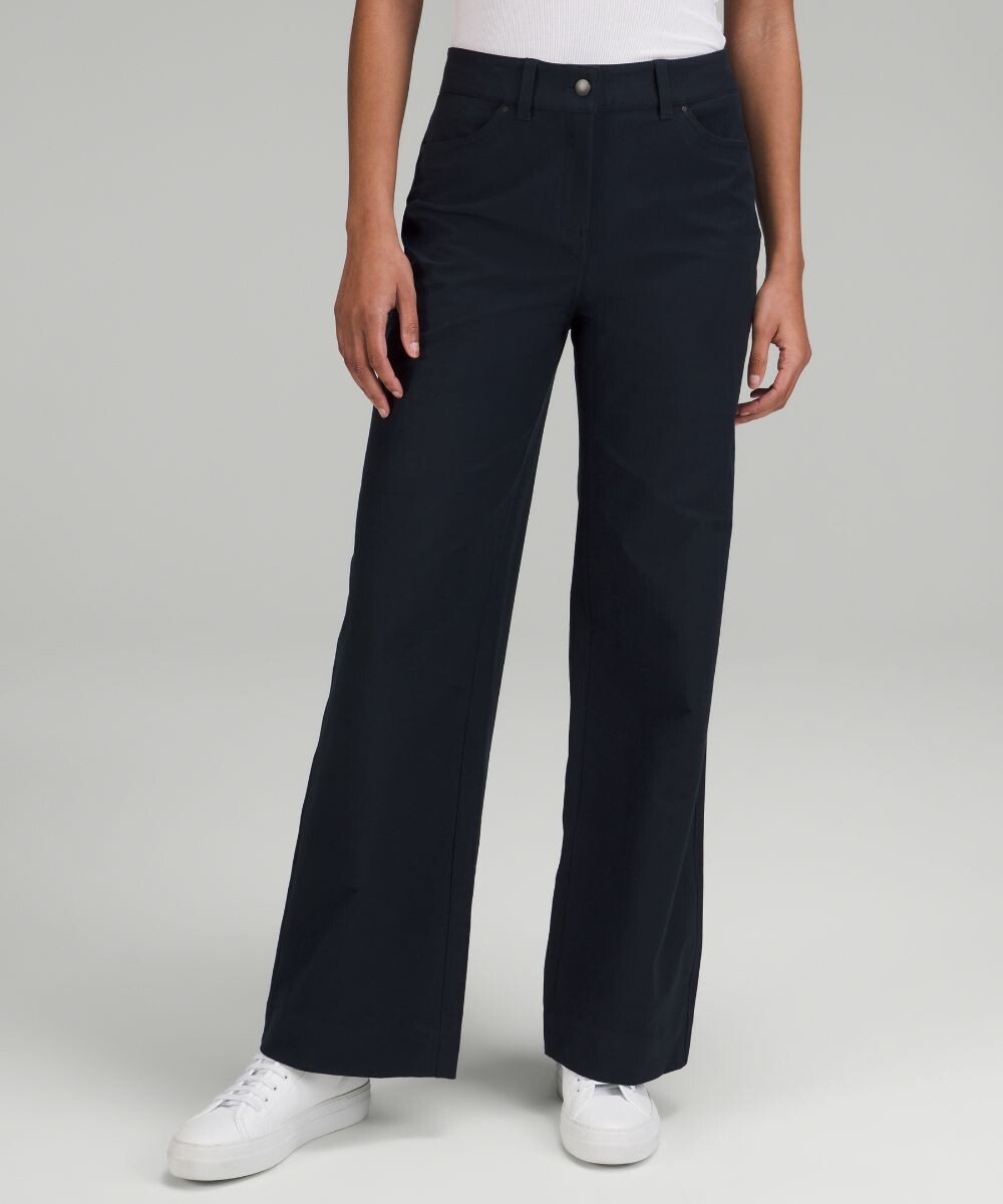 

Брюки City Sleek 5 Pocket с высокой посадкой и широкими штанинами, полная длина Lululemon, нави