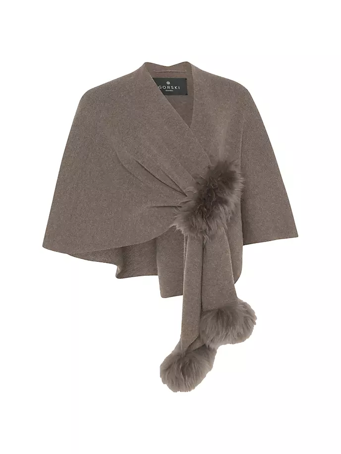 

Шерстяная накидка с тосканской бараниной Gorski, цвет khaki taupe