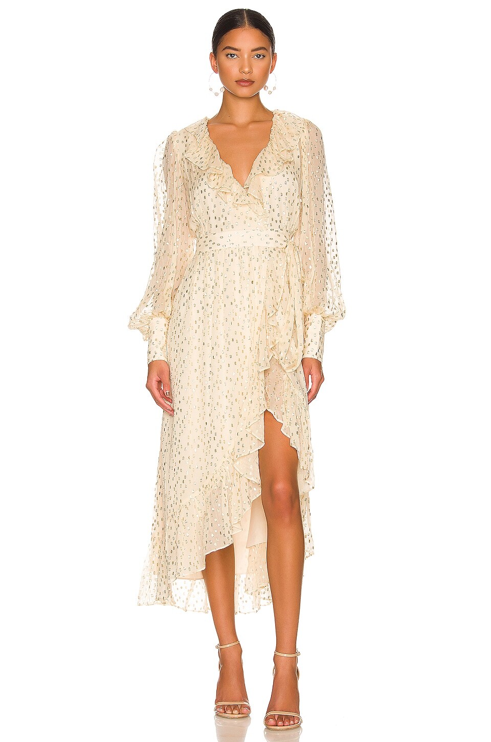 

Платье миди Zimmermann Silk Wrap, цвет Champagne