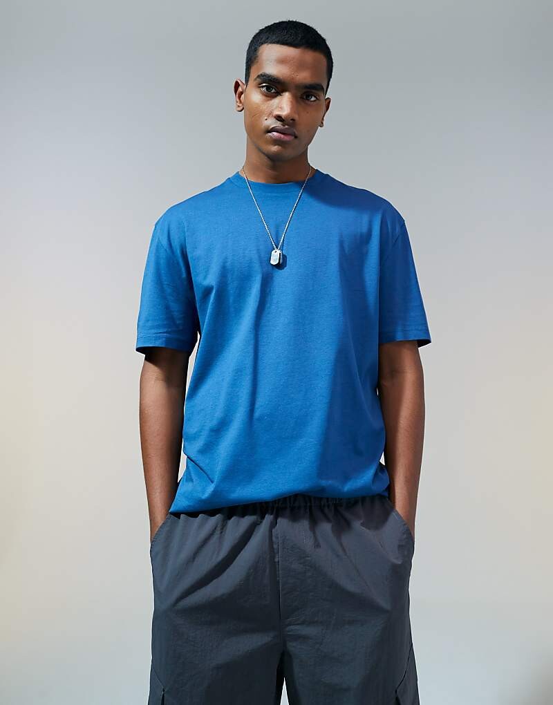 

ASOS DESIGN – Essential – синяя футболка свободного кроя с круглым вырезом