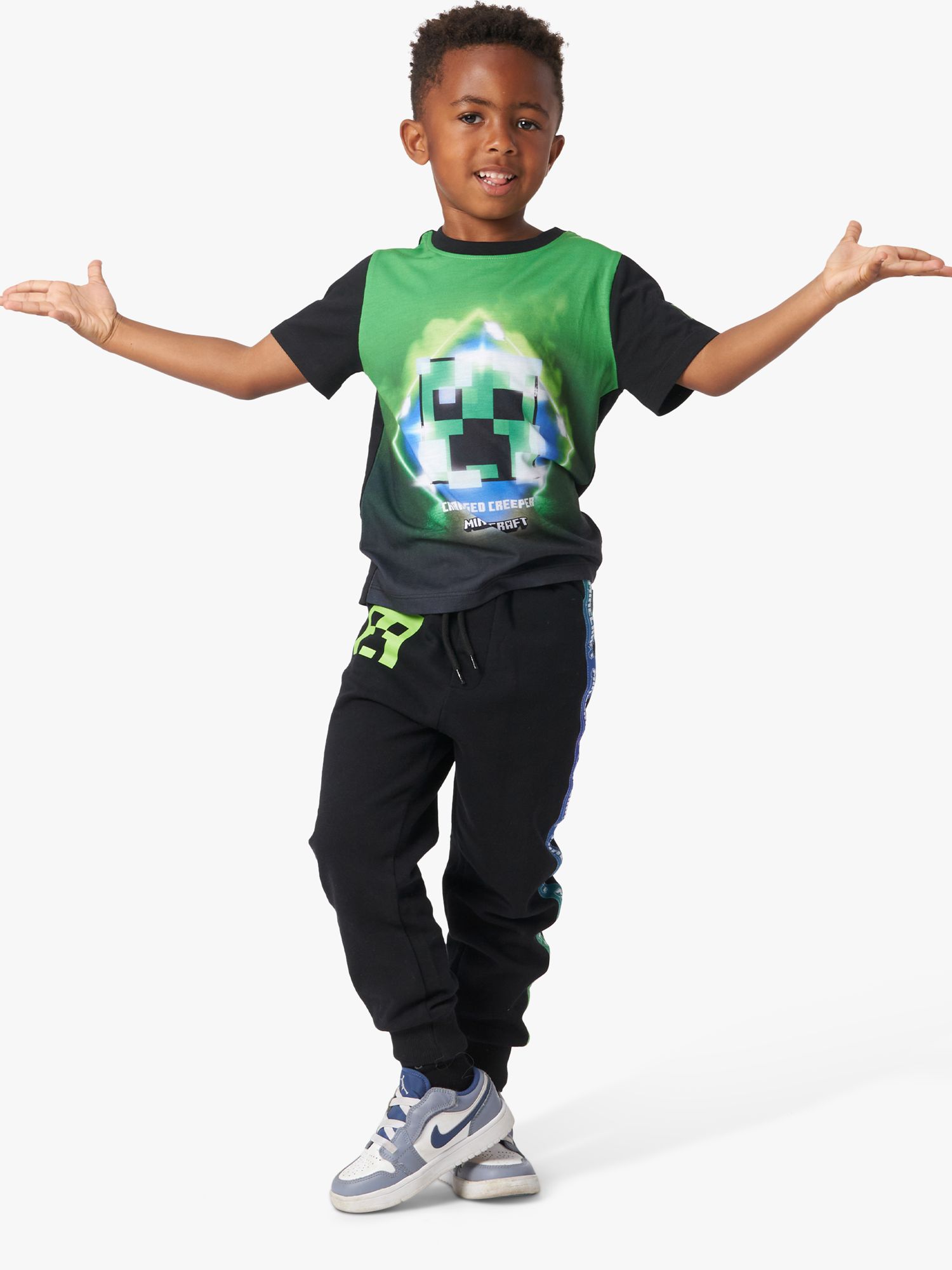 Детская футболка Minecraft Creeper Angel & Rocket, черный/зеленый