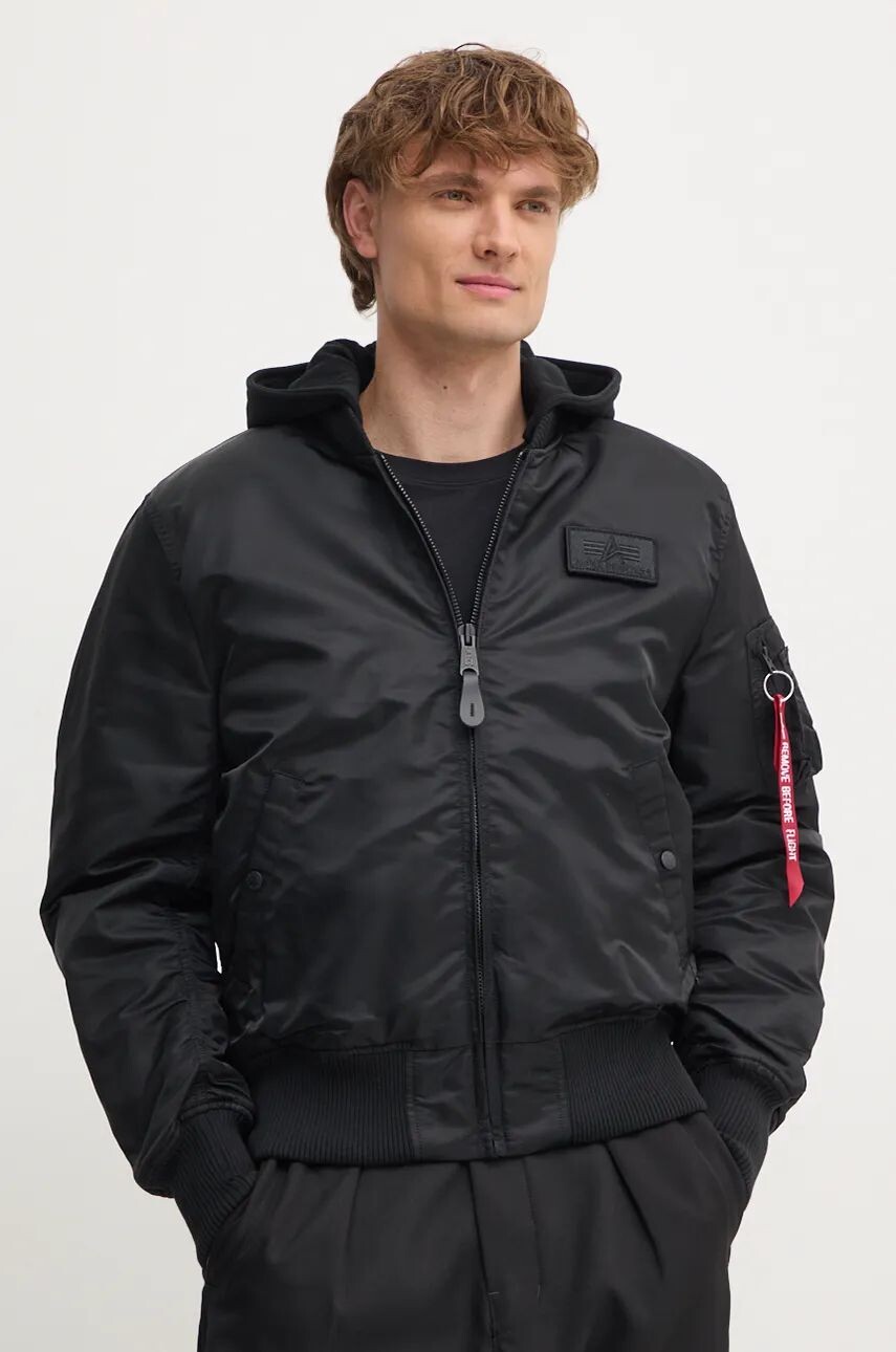 

Куртка-бомбер с принтом на спине Alpha Industries MA-1 ZH, черный