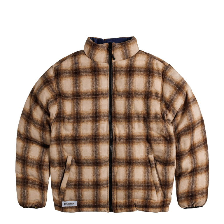 куртка рубашка butter goods insulated plaid zip thru размер xxl коричневый Куртка Reversible Plaid Puffer Jacket Butter Goods, коричневый