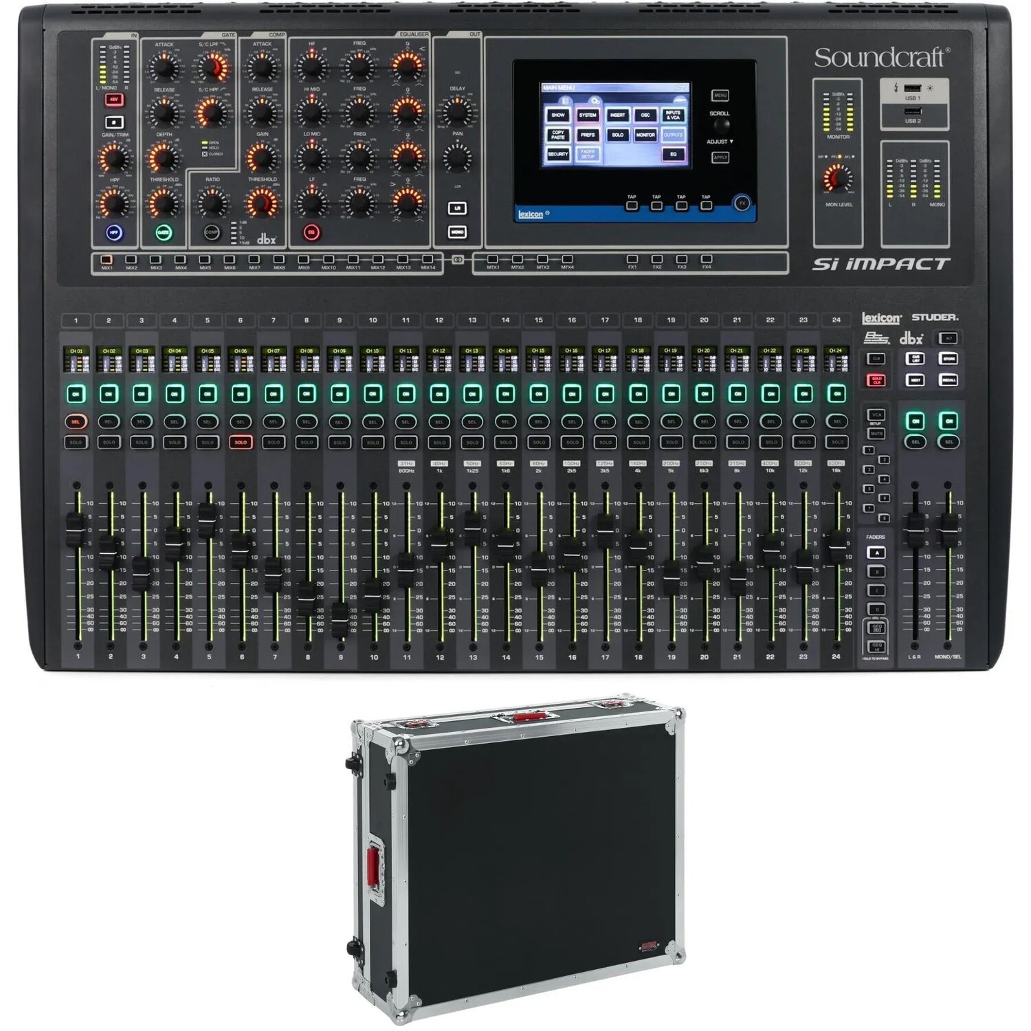 

40-канальный цифровой микшер Soundcraft Si Impact в корпусе ATA