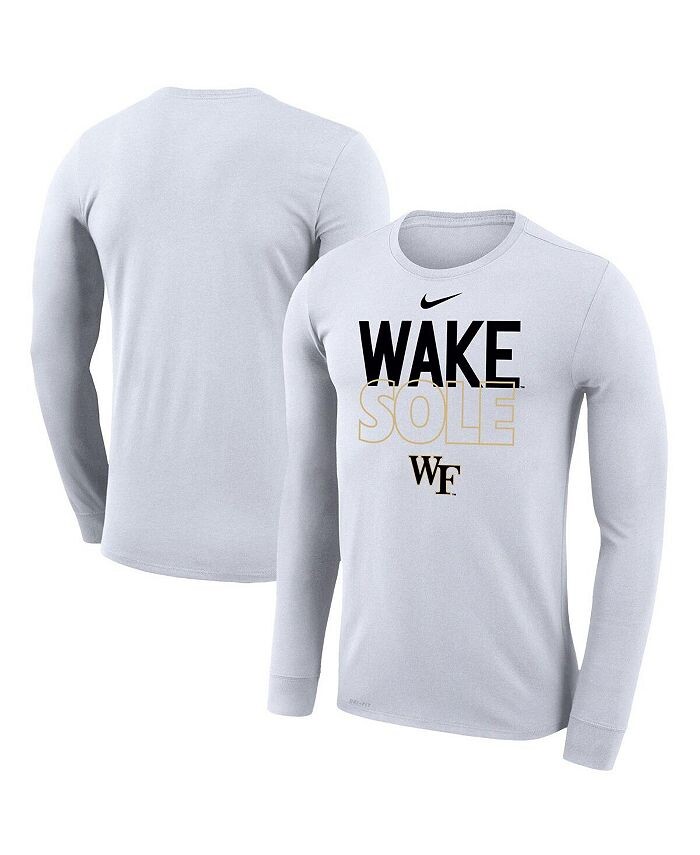 

Мужская белая футболка с длинным рукавом Wake Forest Demon Deacons On Court Bench Nike, белый