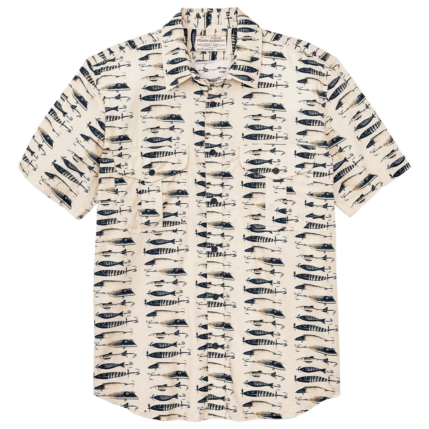 Рубашка Filson Washed S/S Feather Cloth Shirt, цвет Lures Natural