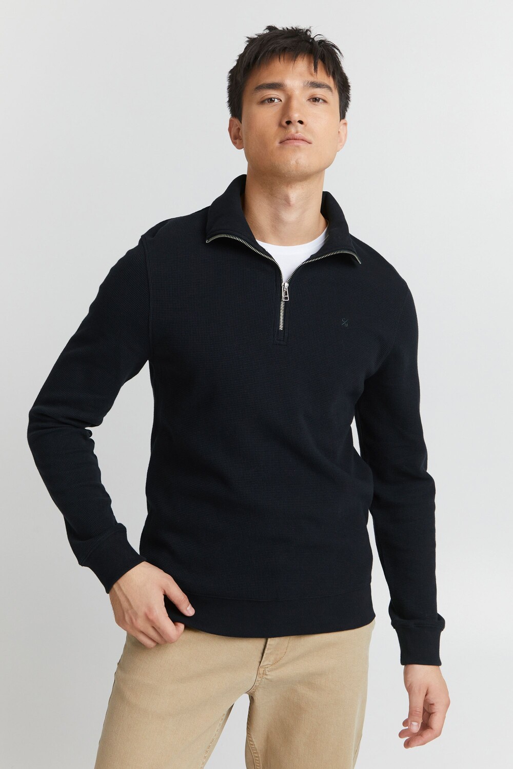 

Пуловер CASUAL FRIDAY Troyer Sebastian waffle halfzip sweatshirt 20504420, синий