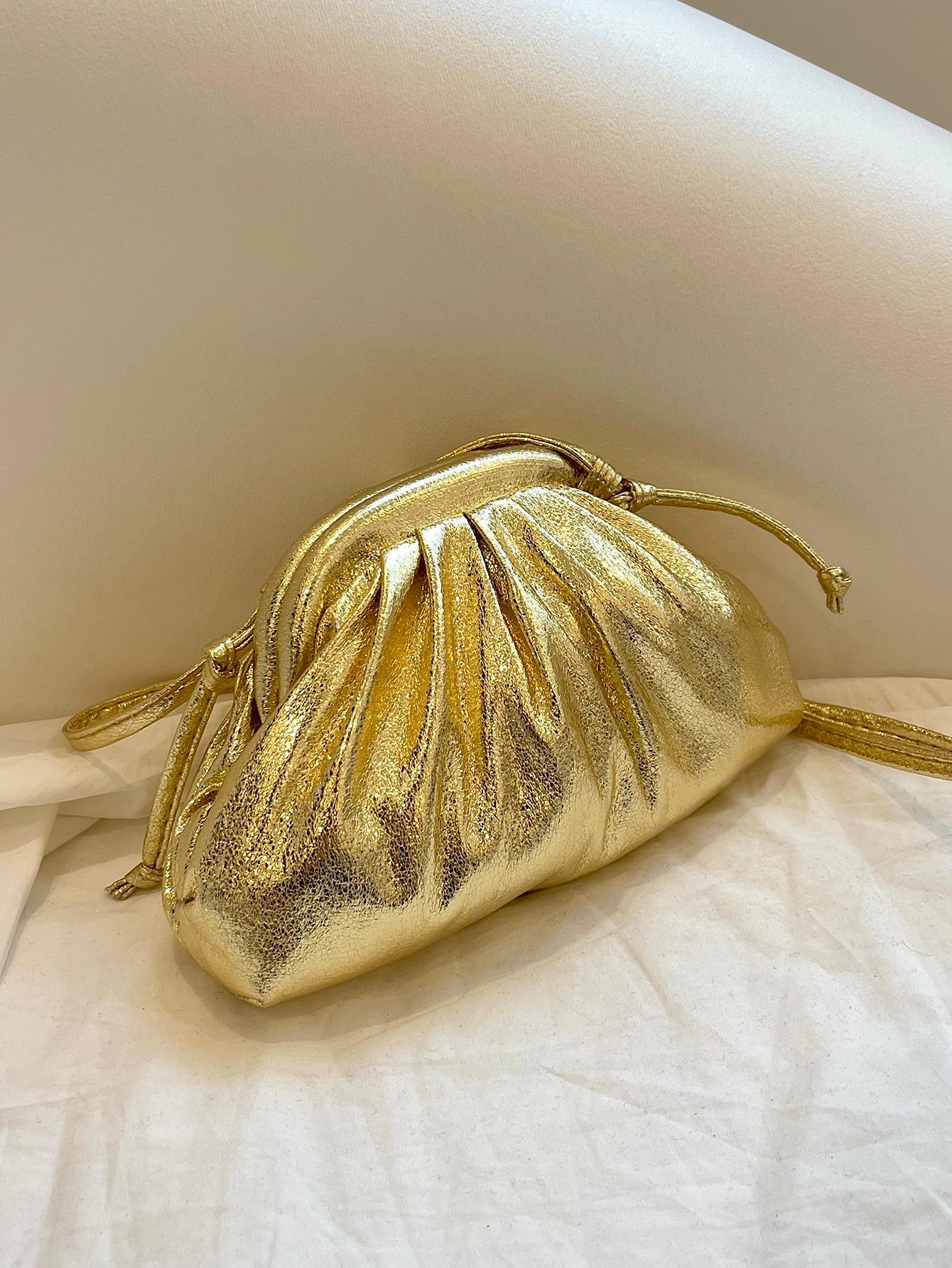 Мини-сумка со складками Металлик Funky PU, золото блестящая блестящая сумка стразы в форме облака роскошная вечерняя сумка клатч для ужина вечеринки кошелек женская сумка через плечо су