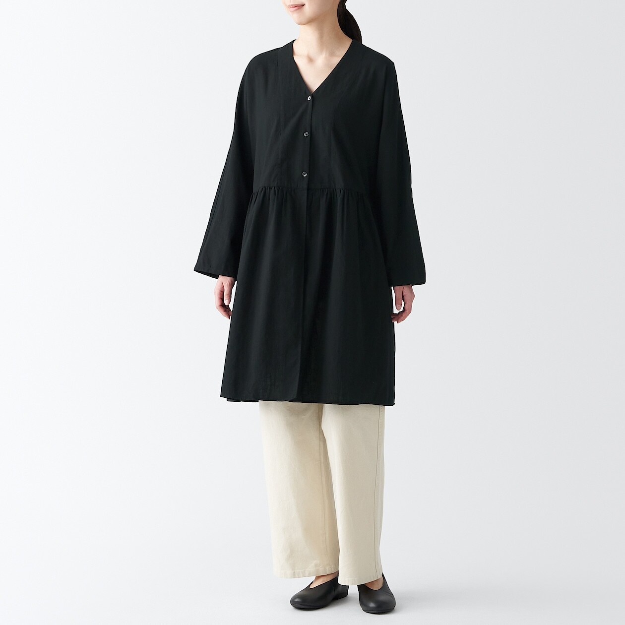 

Индийская туника ручного прядения и плетения MUJI, черный