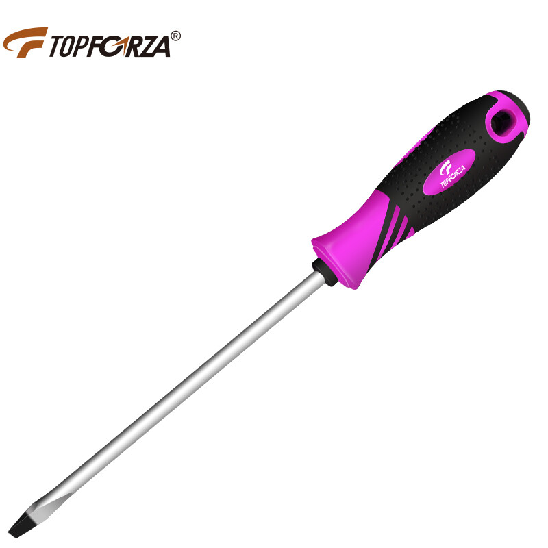 TOPFORZA 2SD-06150S6 Отвертка S2 из легированной стали фиолетового и черного цвета, двухцветная противоскользящая отвертка TPR с сильным магнитом - 6,0x150 мм, 6 дюймов