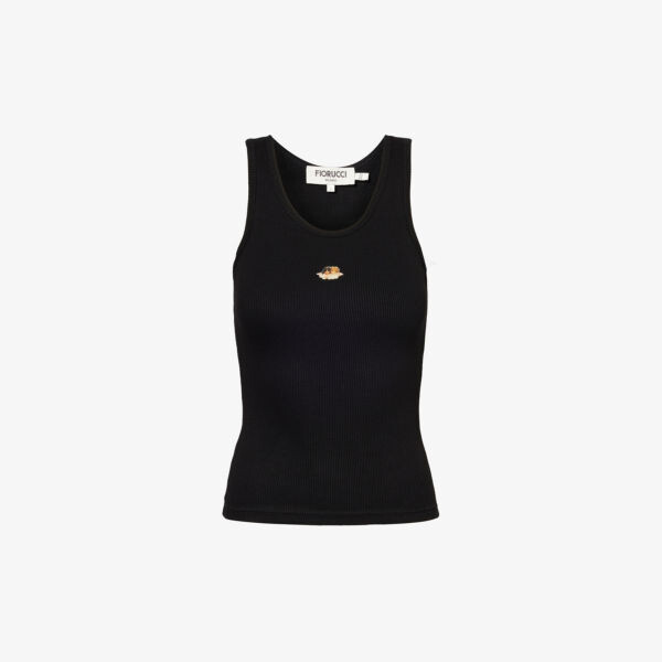 

Топ из эластичной ткани с аппликацией Icon Angels Fiorucci, черный