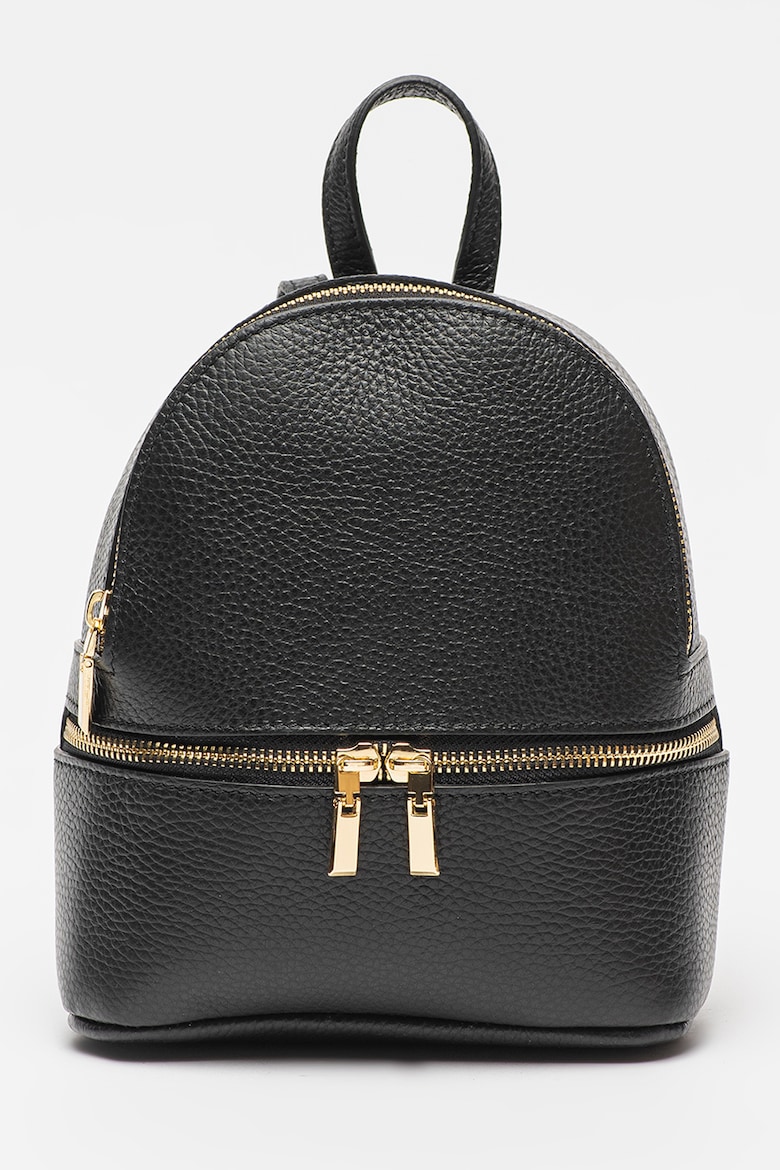 Кожаный рюкзак с внешним карманом на молнии Antonia Moretti, черный
