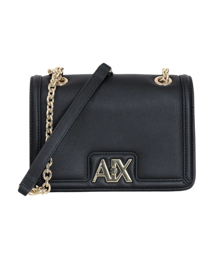 

Сумка через плечо с поворотной застежкой цепочкой Armani Exchange, черный