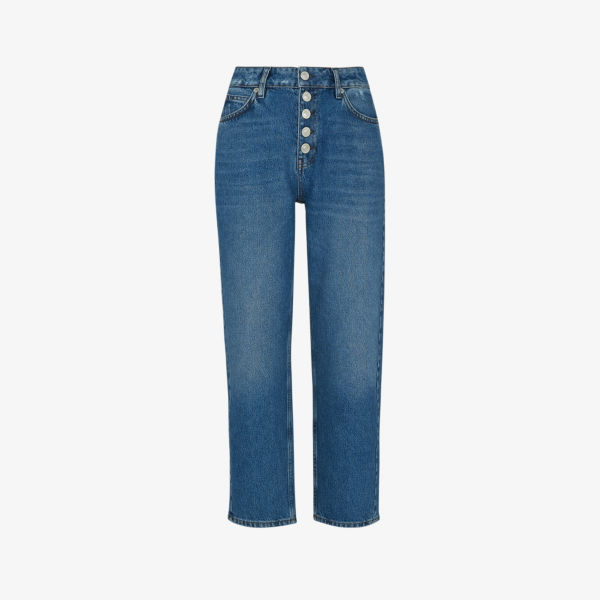 Прямые джинсы с завышенной талией и пуговицами Hollie Whistles, цвет denim