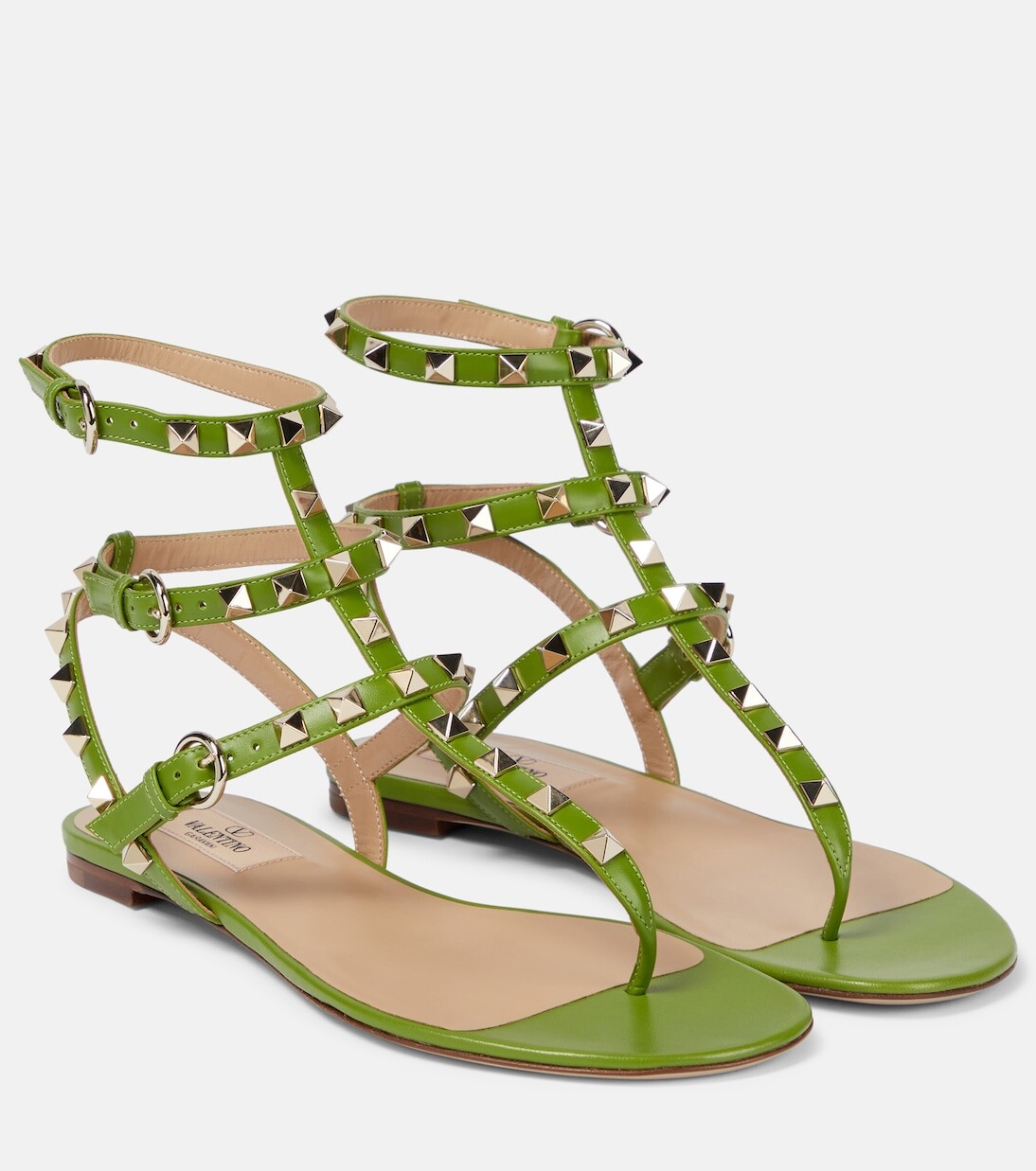 

Кожаные сандалии rockstud Valentino Garavani, зеленый