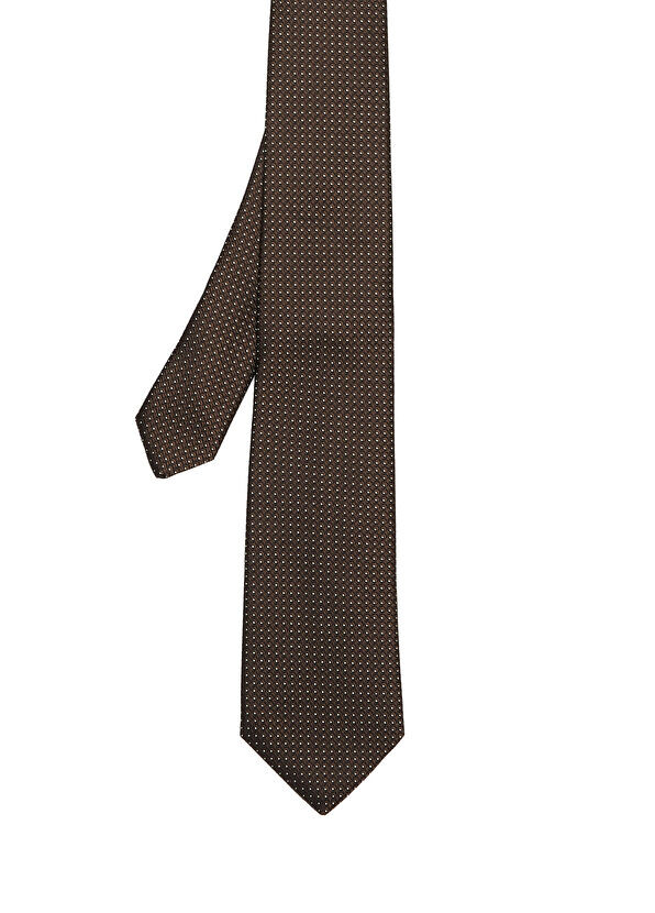 

Коричневый шелковый галстук Canali, белый