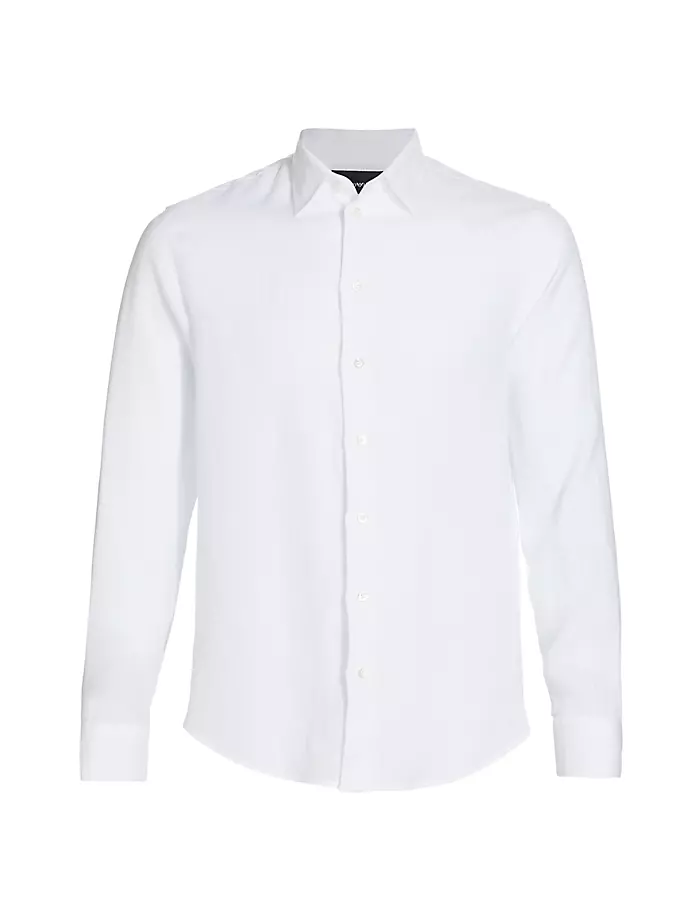

Однотонная льняная рубашка с длинными рукавами Emporio Armani, белый