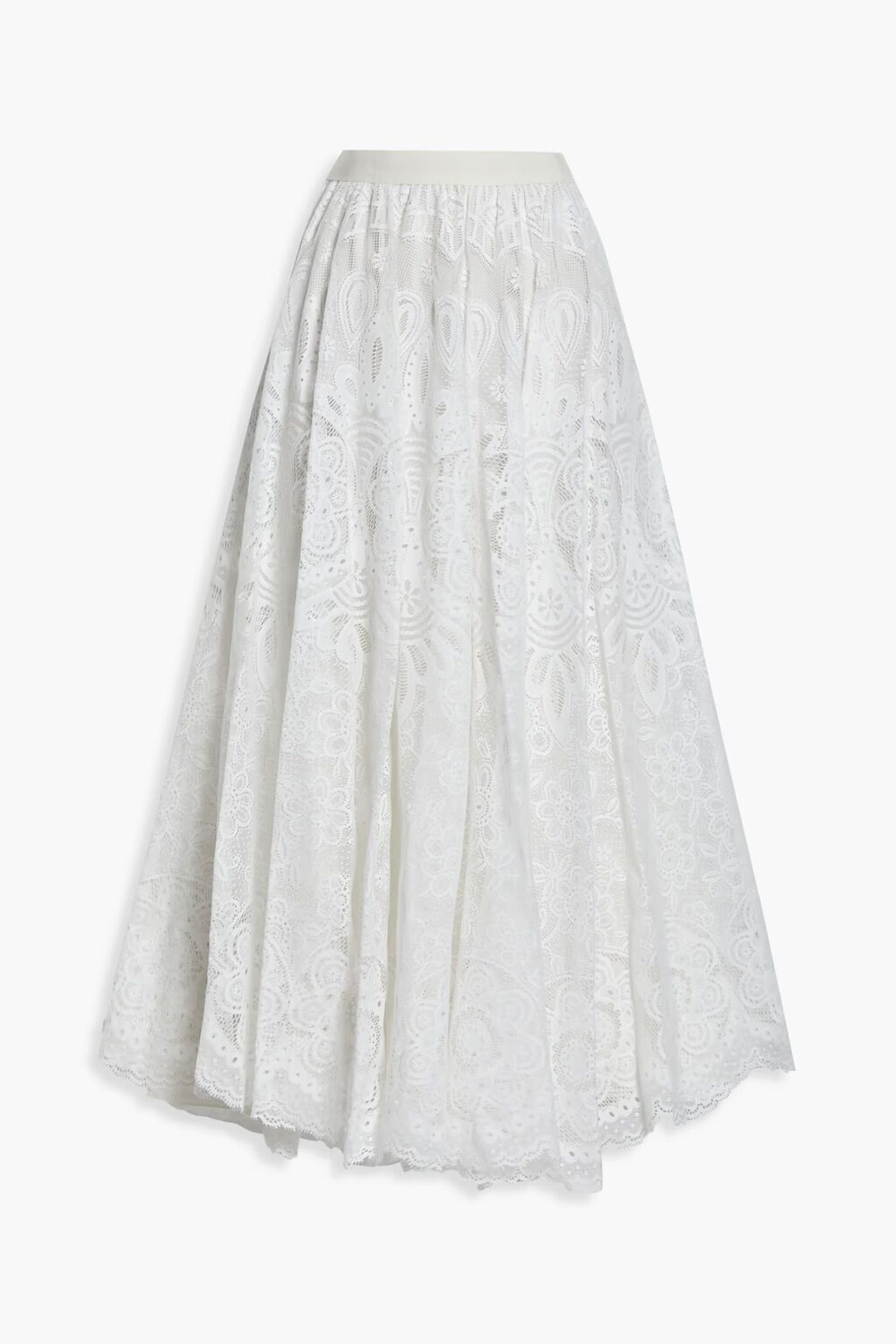 

Юбка миди из кружева со сборками крючком Redvalentino, цвет Off-white