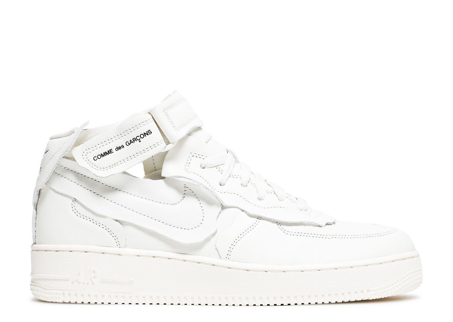 Кроссовки Nike Comme Des Garçons X Air Force 1 Mid 'Triple White', белый кроссовки nike comme des garçons x air force 1 mid triple black черный