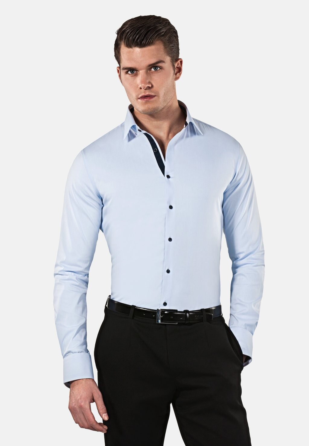 

Классическая рубашка Super Fitted Stretch Vincenzo Boretti, цвет eisblau dunkelblau