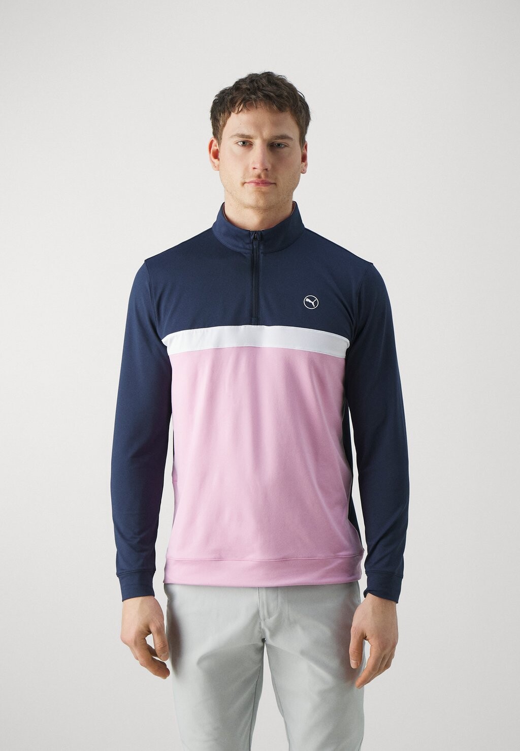 Футболка с длинным рукавом Pure Colorblock На Молнии 1/4 Puma Golf, цвет deep navy/pink icing