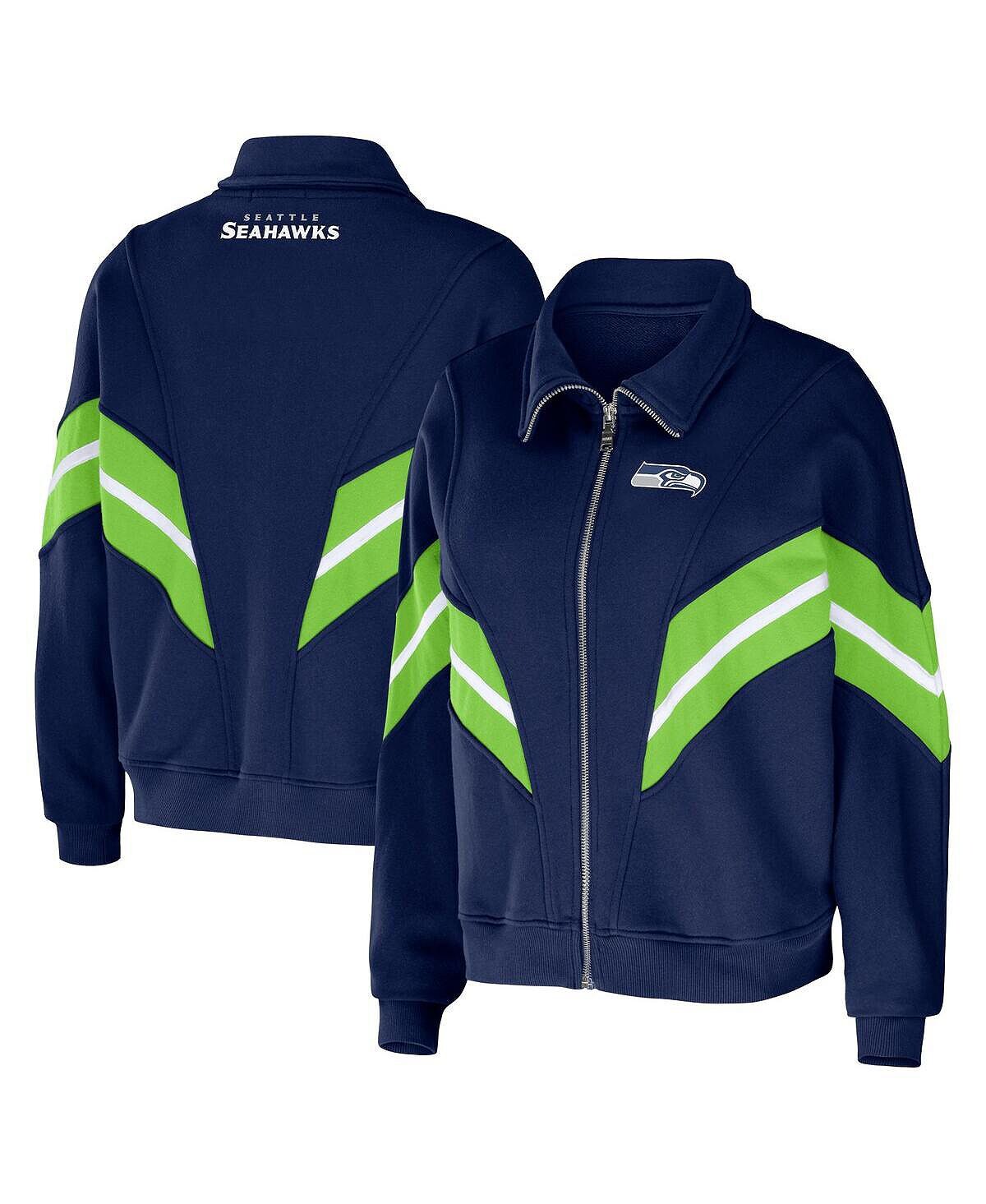 

Женская темно-синяя куртка с молнией в полоску Seattle Seahawks Yarn Dye Stripe WEAR by Erin Andrews, темно-синий