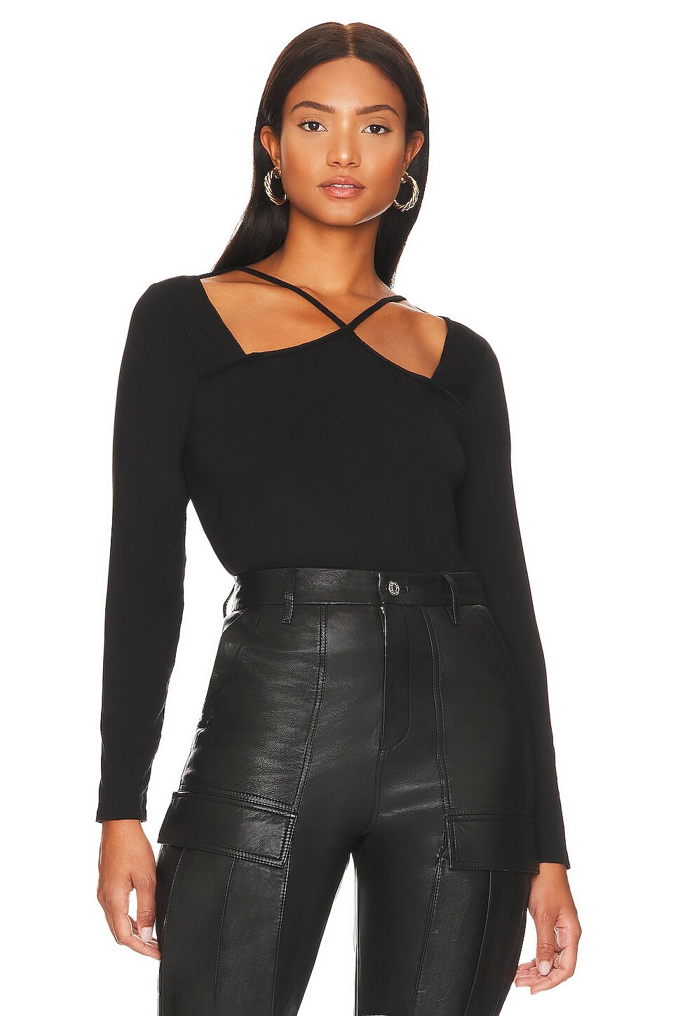 

Топ 1. STATE Halter Strappy Long Sleeve, цвет Rich Black