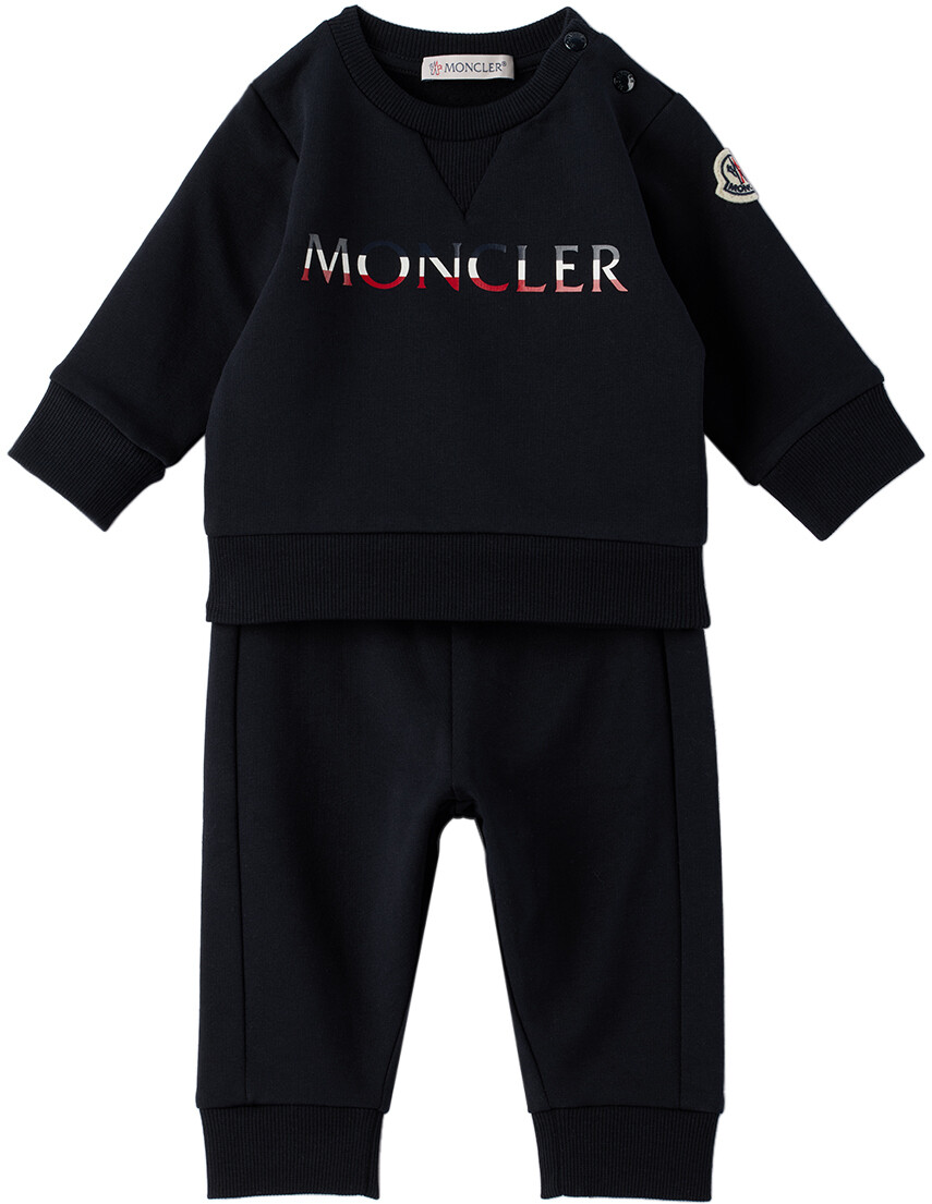 

Темно-синий детский спортивный костюм с принтом Темно-синий Moncler Enfant