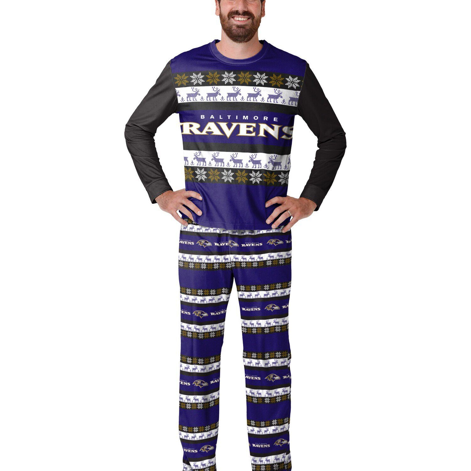 

Мужской пижамный комплект FOCO Purple Baltimore Ravens Team Ugly пижамный комплект