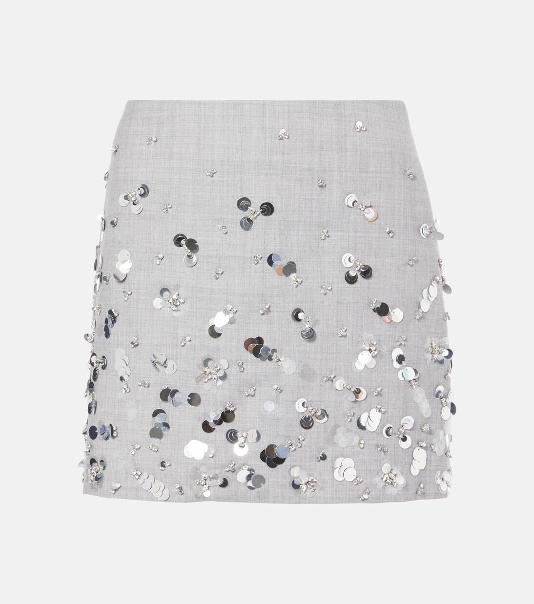 

Мини-юбка из шерсти с декором от Larissa Simkhai, цвет heather gray