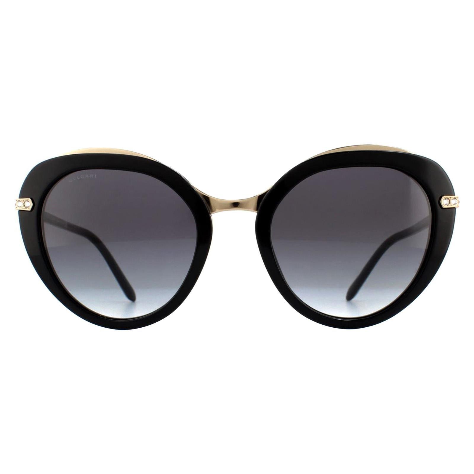Овальные черные серые солнцезащитные очки с градиентом Bvlgari, черный фото