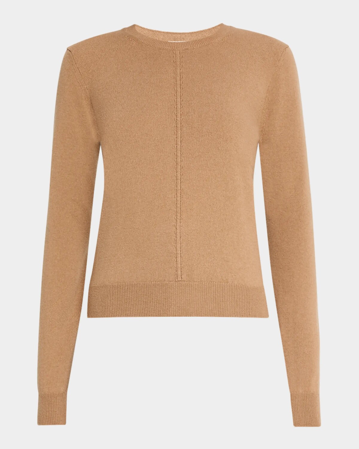 

Кашемировый свитер с круглым вырезом и швами Saint Laurent, цвет Camel