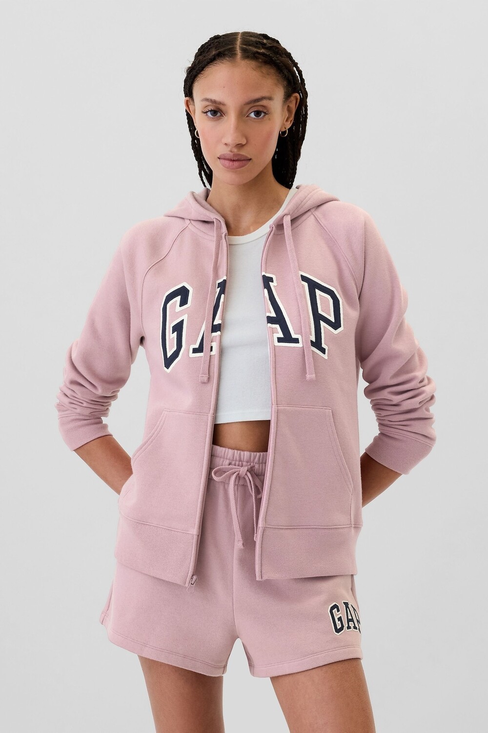 

Толстовка с капюшоном и логотипом на молнии Gap, розовый