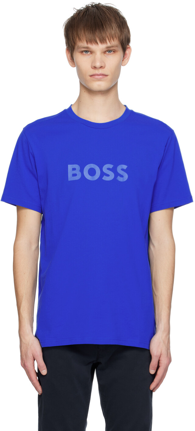 

Синяя футболка с круглым вырезом Boss, цвет Medium blue