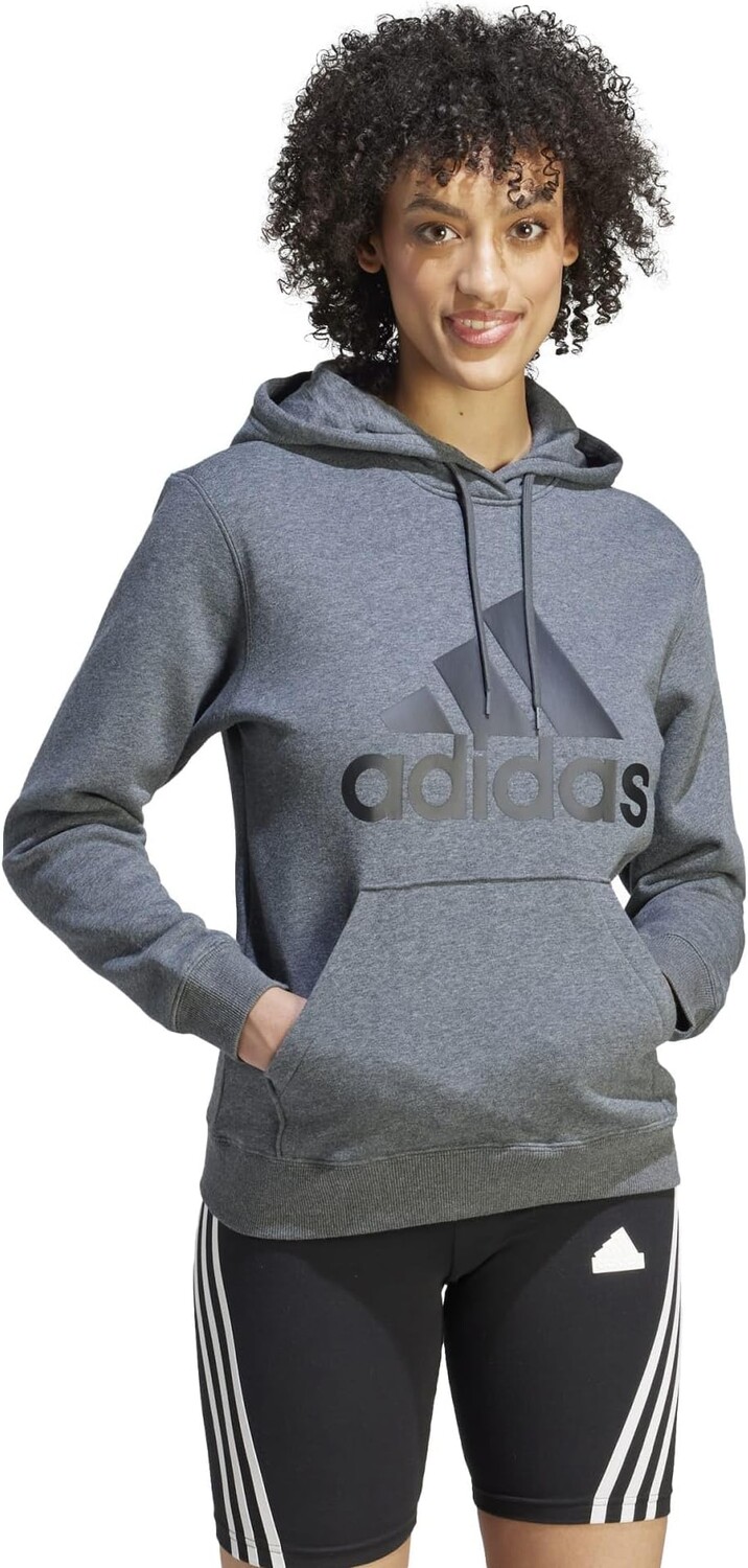 

Флисовая толстовка с большим логотипом Essentials adidas, цвет Dark Grey Heather/Black