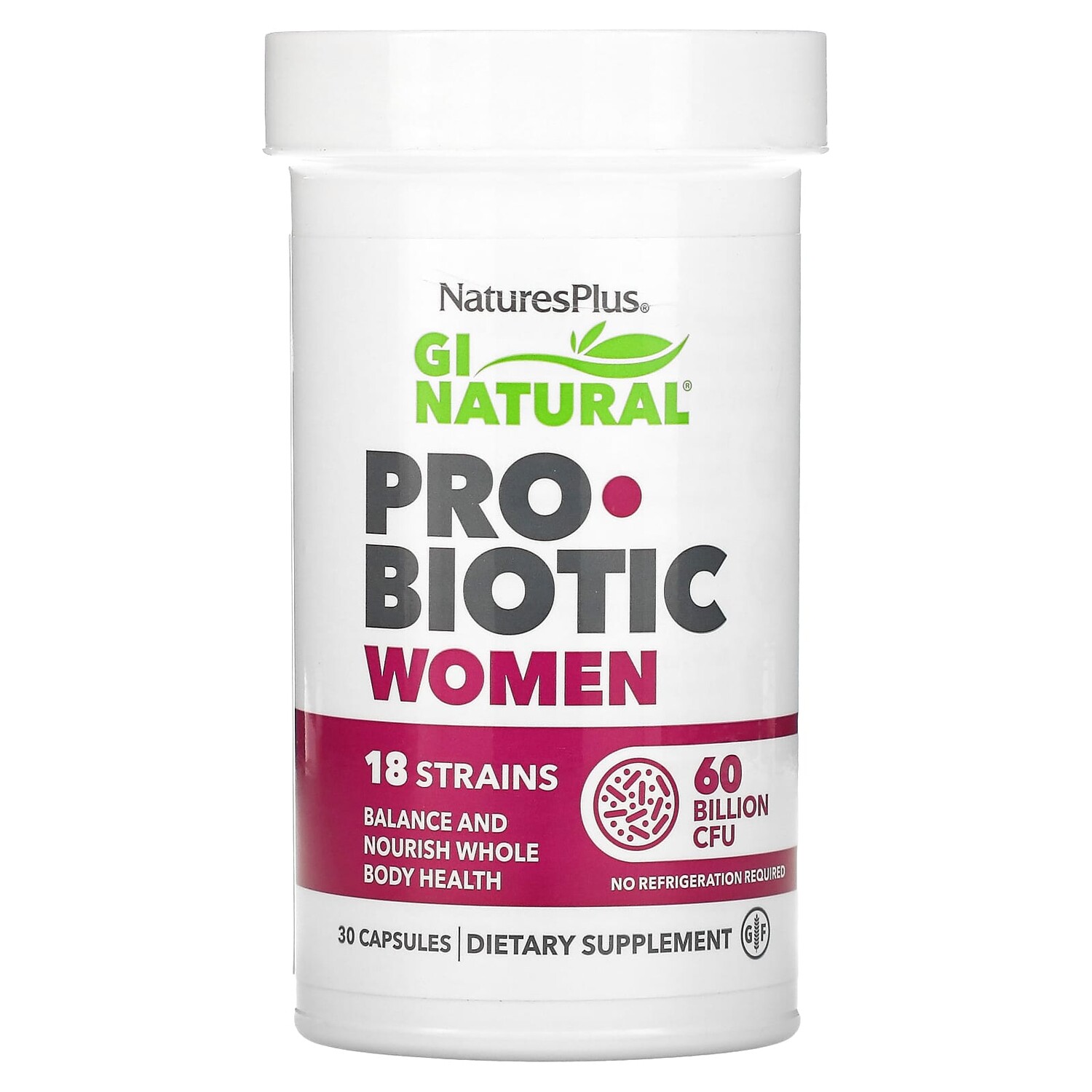 

Пробиотик для женщин GI Natural, 60 млрд. КОЕ, 30 капсул, NaturesPlus