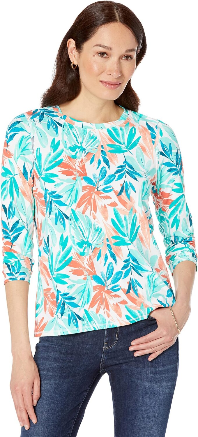 

Солнцезащитная рубашка Sunsmart UPF 50+ с принтом L.L.Bean, цвет Deepwater Blue Tropical Leaves